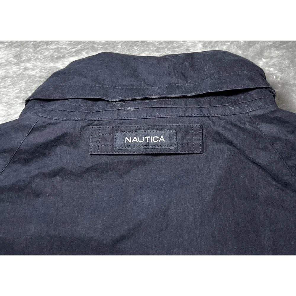 Nautica Jacket Men Size Medium Yellow Blue Reversible Windbreaker Hooded Zip VTG